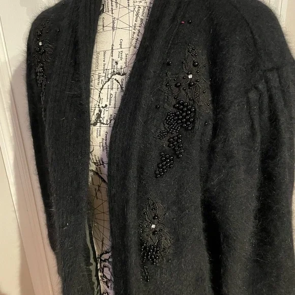 Vintage Eddie Dassin Angora Lambs Wool Rabbit Hair Bead Embellished Oversized